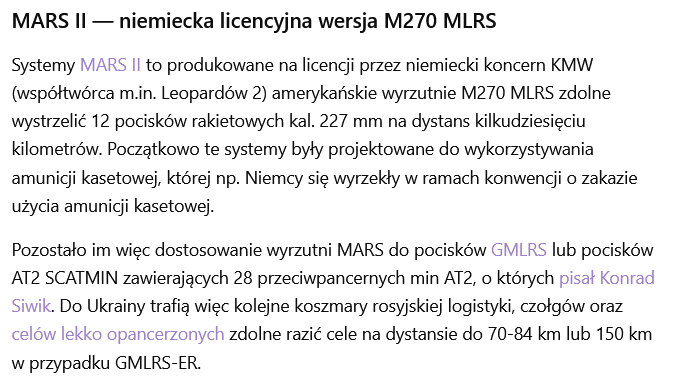MLRS Mars II . MLR... - Screenshot 2024-01-16 at 20-16-00 Więcej niemiec...j artylerii. Ukraina dostanie MARS II i PzH 2000.png